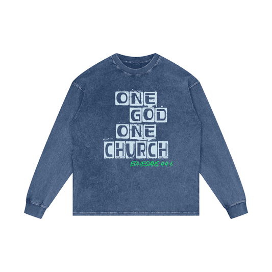 Acid Wash Oversize Long Sleeve T-Shirt - 250 GSM